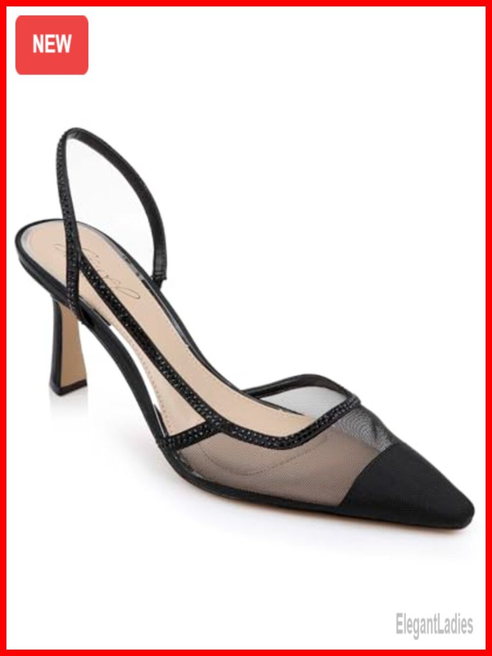 Tammy Mesh Pointed Toe Slingback Stiletto Heels Formal Evening Pump